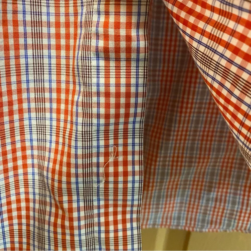 Banana Republic red/blue plaid button down long sleeve slim fit shirt sz 17/17.5